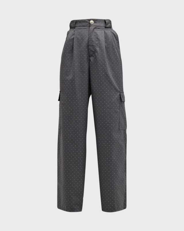 High Rise Straight Pin-Dot Pants
