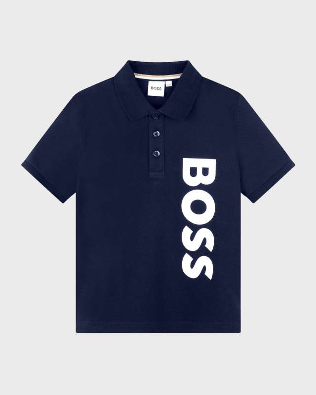 Boy's Logo-Print Short Sleeved Polo Shirt, Size 14-