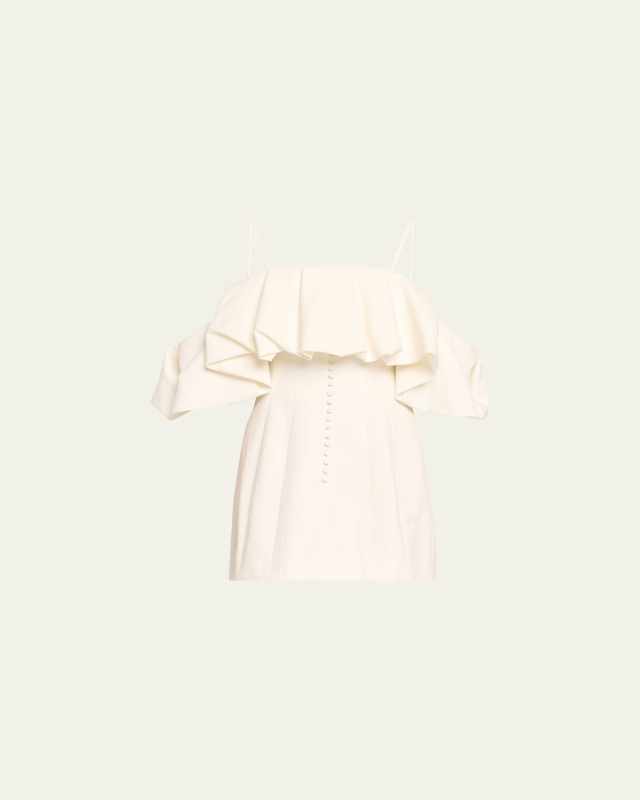 Puff Overlay Square-Neck Mini Dress