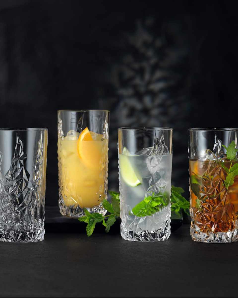 Sculpture Highball Glasses, Set of 4