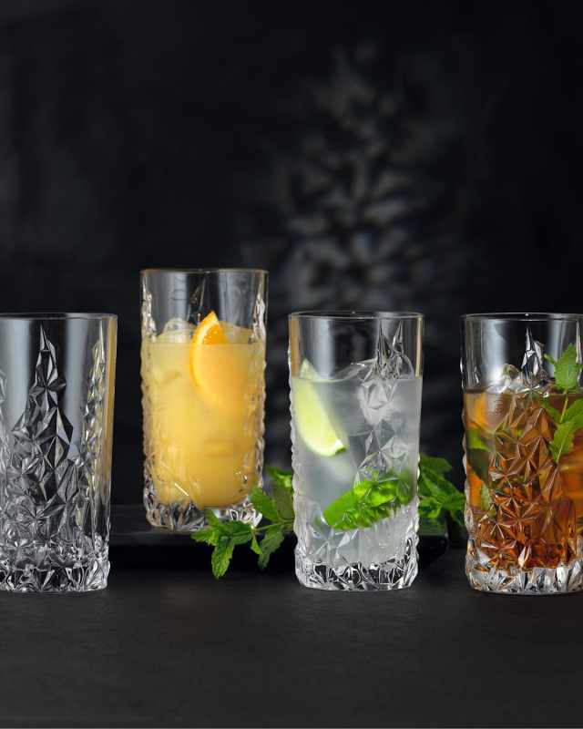 Sculpture Highball Glasses, Set of 4