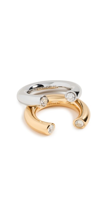 DEMARSON Miley Stackable Rings 12K Shiny Gold/Ir/Crystal