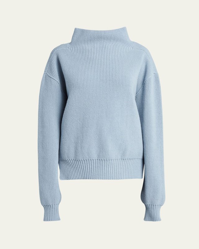 Fisherman Tabard Knit High-Neck Sweater