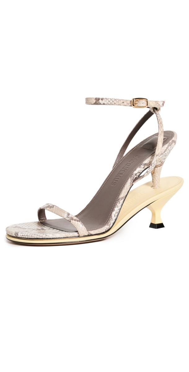 Jacquemus Les Doubles Sandals Python Beige/Pale Yellow