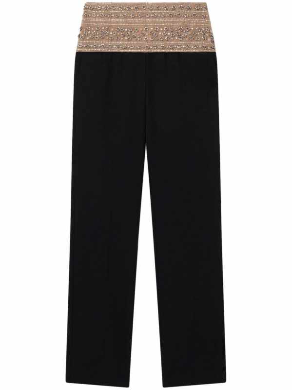 crystal-embellished wool trousers