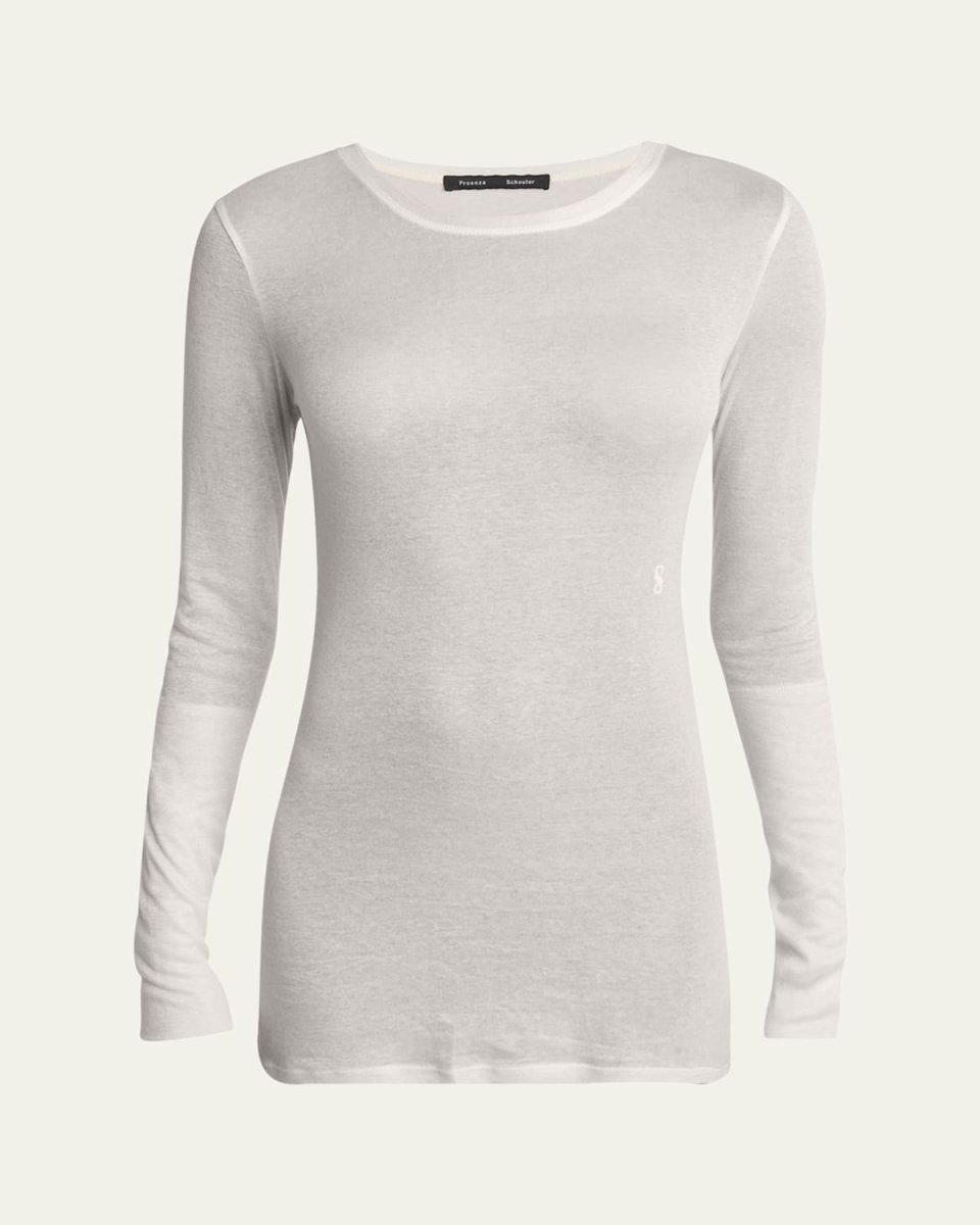 Kaiya Long-Sleeve Sheer Slub Jersey Top