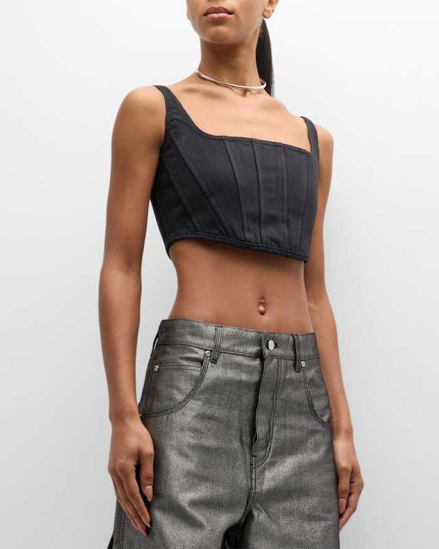 Sleeveless Crop Denim Bustier