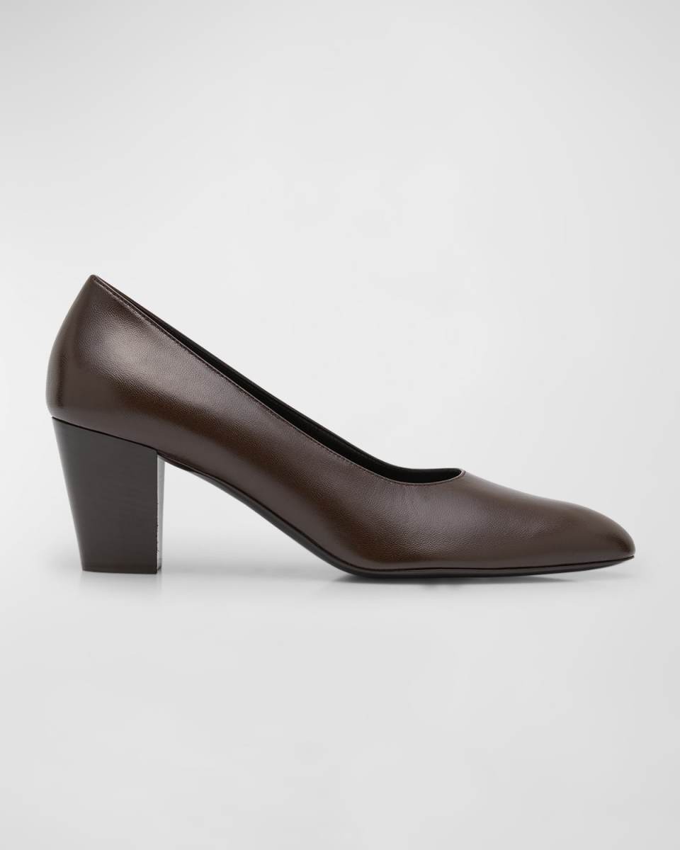 Luisa Leather Block-Heel Pumps