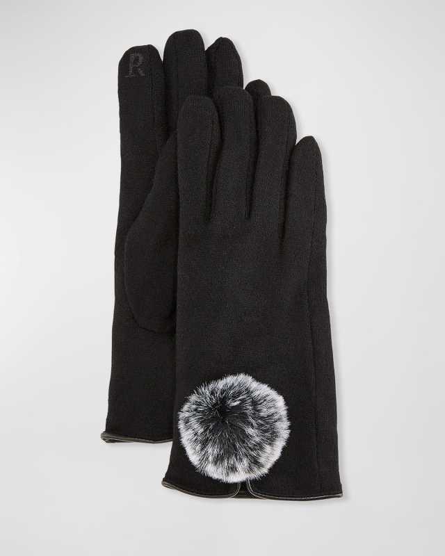 Lucia Wool-Blend Gloves with Faux Fur Pompom