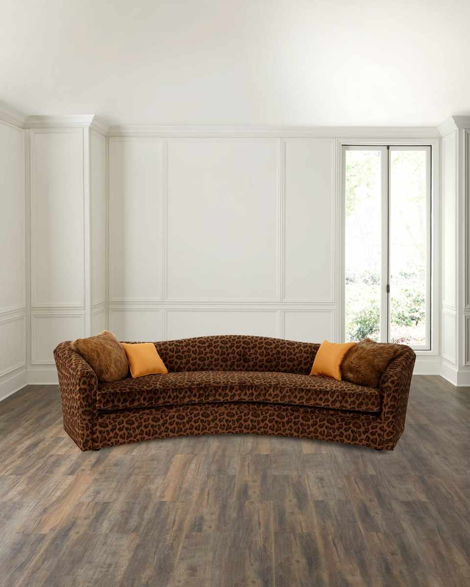 Kylee Leopard-Print Sofa, 90"