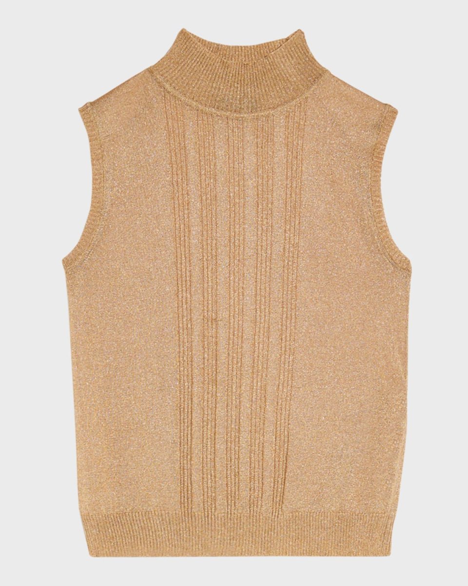 Rodesia Sleeveless Mock-Neck Shimmer Sweater
