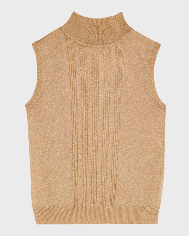 Rodesia Sleeveless Mock-Neck Shimmer Sweater