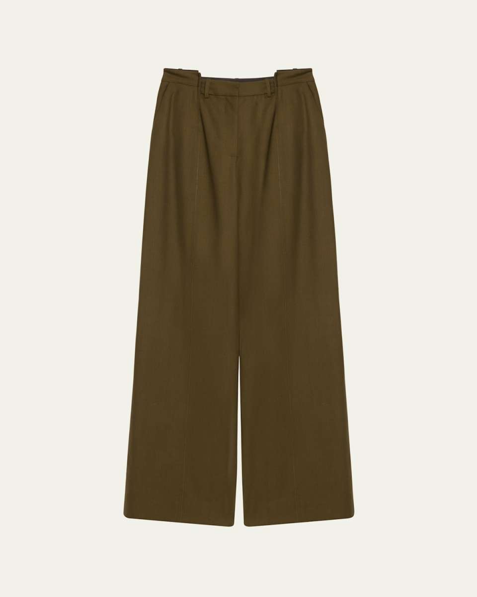 Stepped Waistband Straight-Leg Pants
