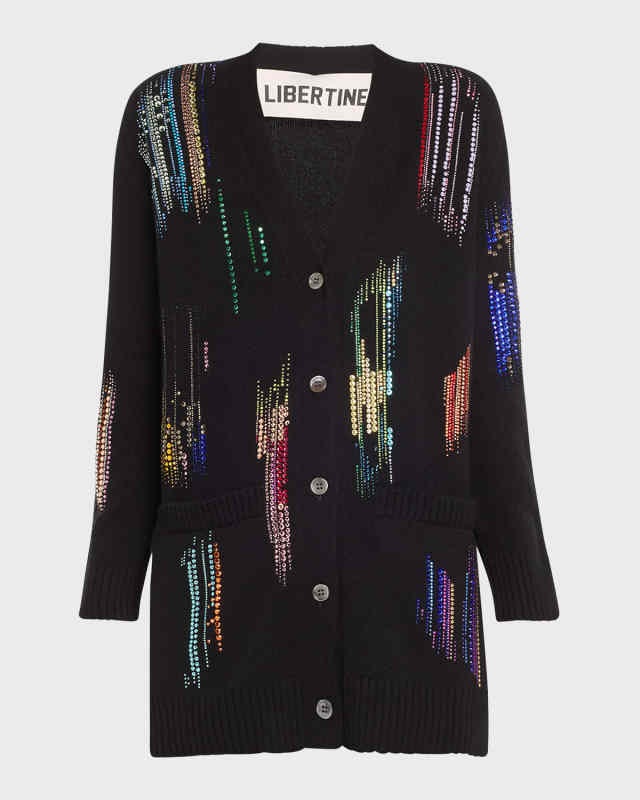 FWB Oversized Cardigan with Crystal Detai