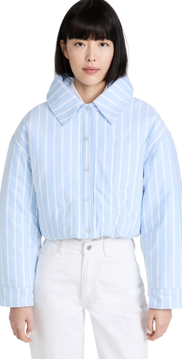 alexanderwang. t Oxford Bubble Hem Puffer Jacket Baltic Sea/White