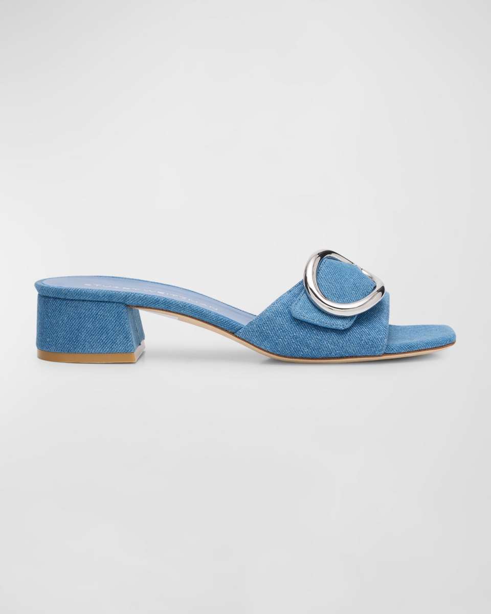 Benni Denim Buckle Slide Mule Sandals