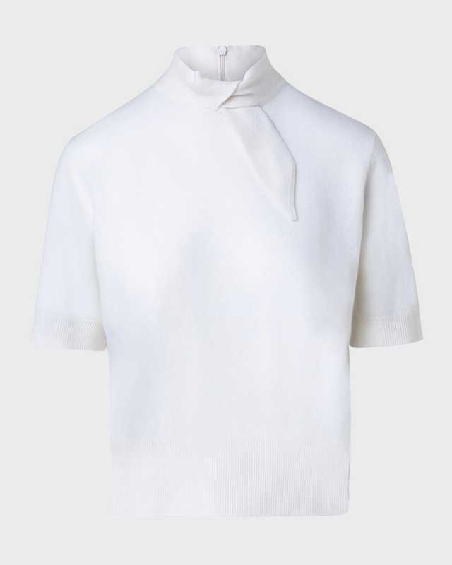 Cashmere Short Pullover with Knot Detail