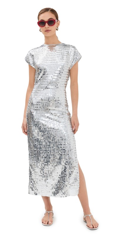 SIMONMILLER Argan Sequin Dress Satellite Silver