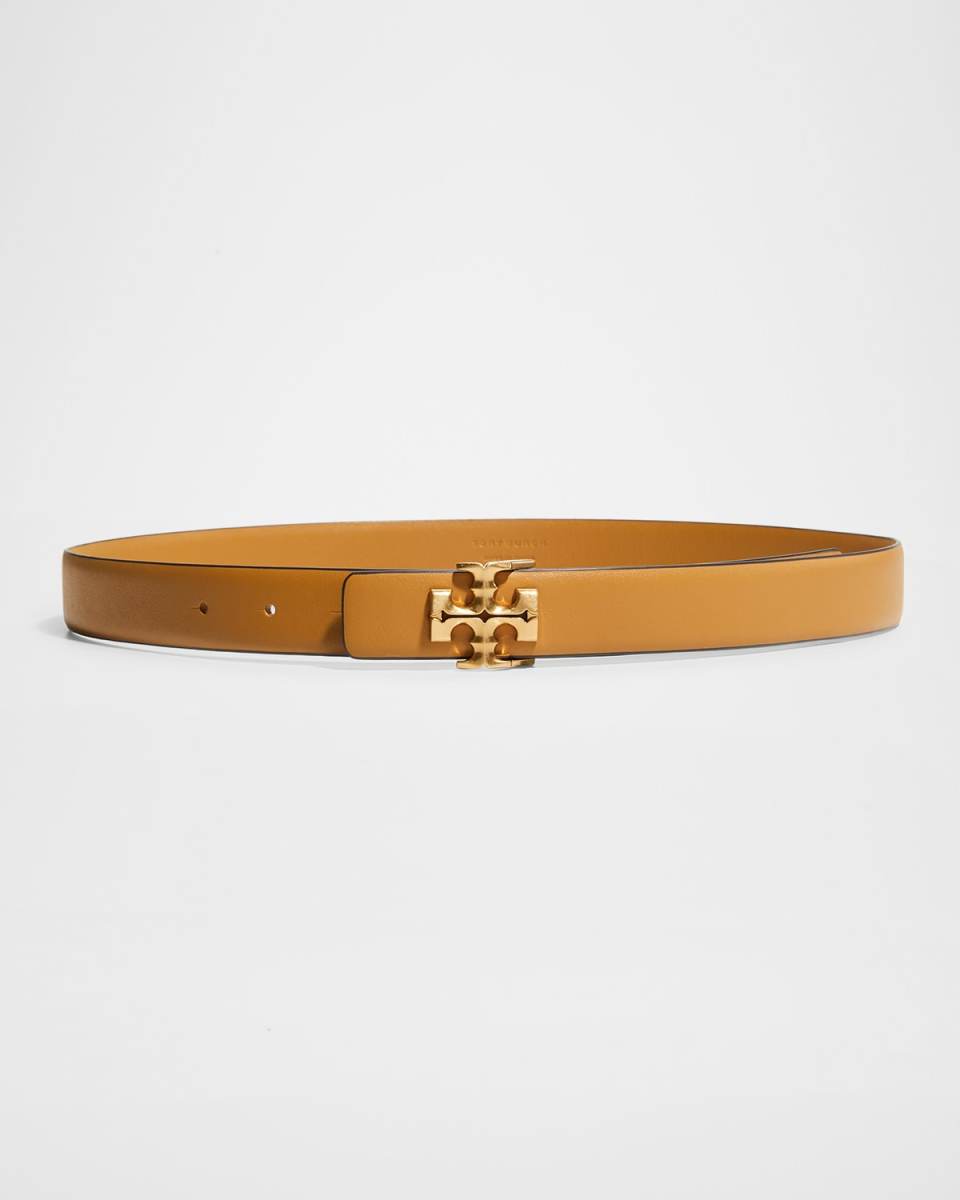 Kira 1" Leather Belt w/ Logo Buckl