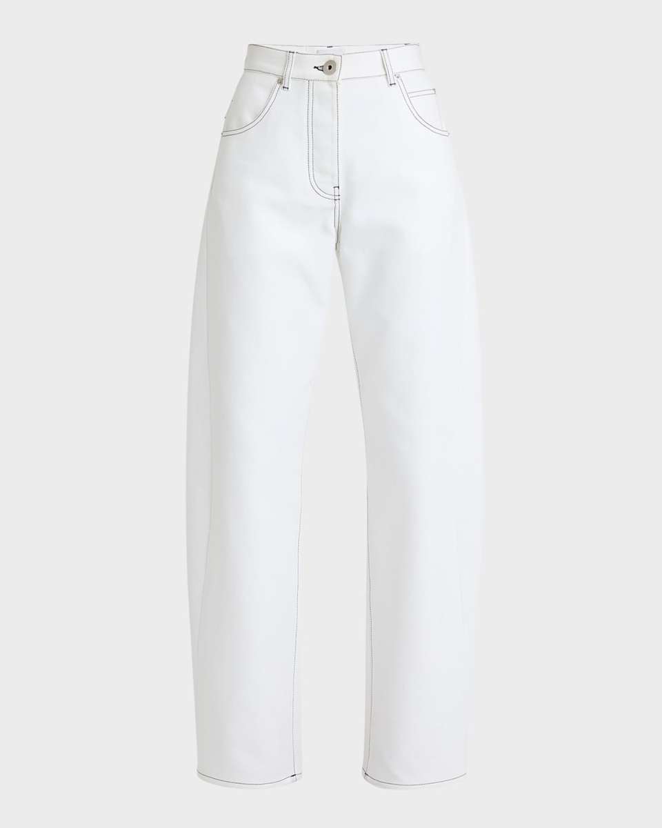 Contrast Stitched Straight-Leg Denim Pants