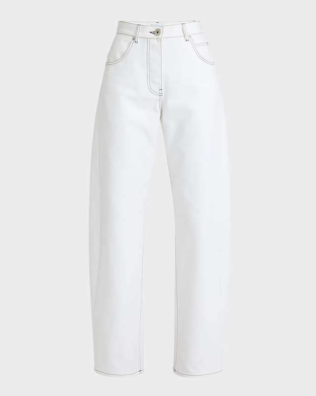 Contrast Stitched Straight-Leg Denim Pants