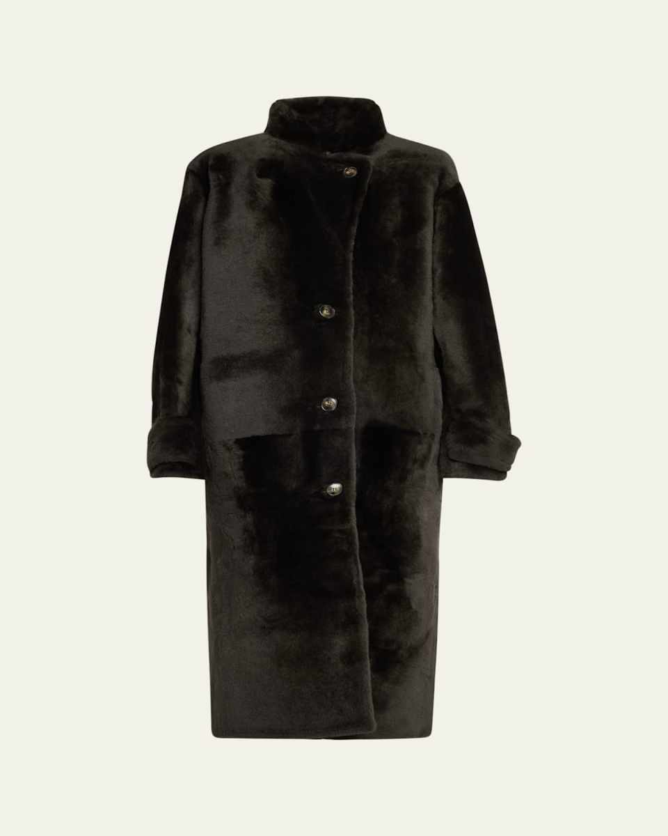 Reversible Long Shearling Trench Coat