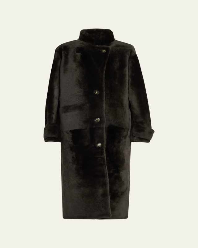 Reversible Long Shearling Trench Coat