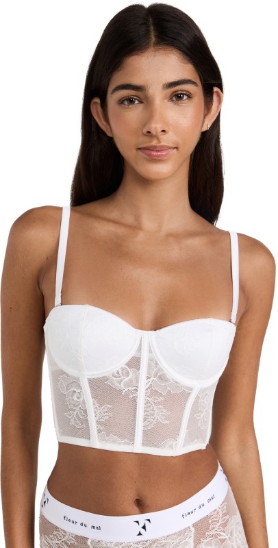 Fleur du Mal Bouquet Lace Bustier Top Ivory
