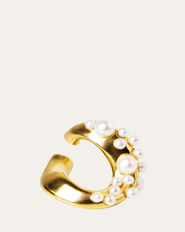 18k Gold Vermeil and Pearl Ear Cuff, Single
