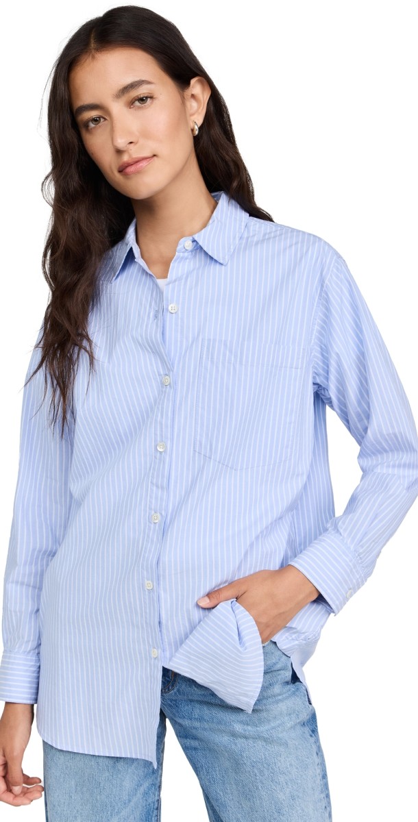 RAILS Elsa Button Down Shirt Oxford White Stripe
