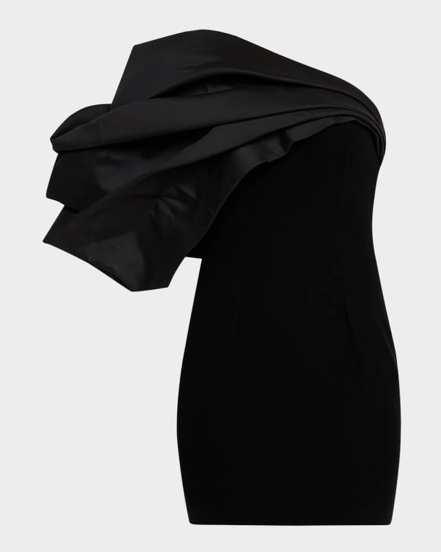 Cloud Drape One-Shoulder Velvet Mini Dress