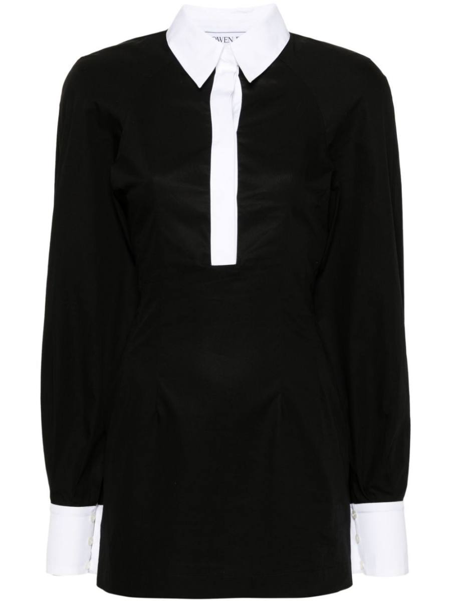 contrasting-trim cotton shirtdress