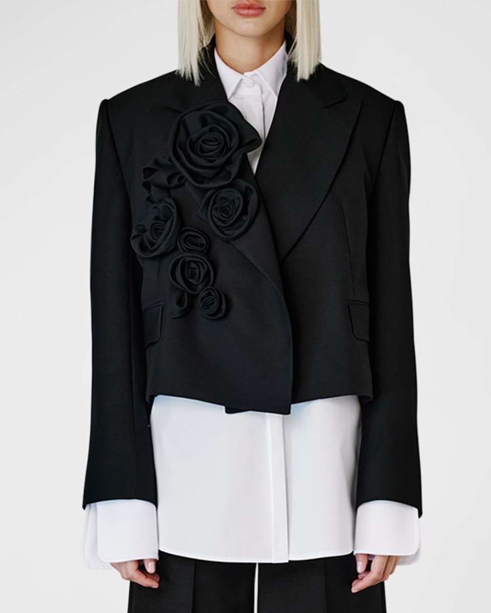 Flower Crop Blazer Jacket