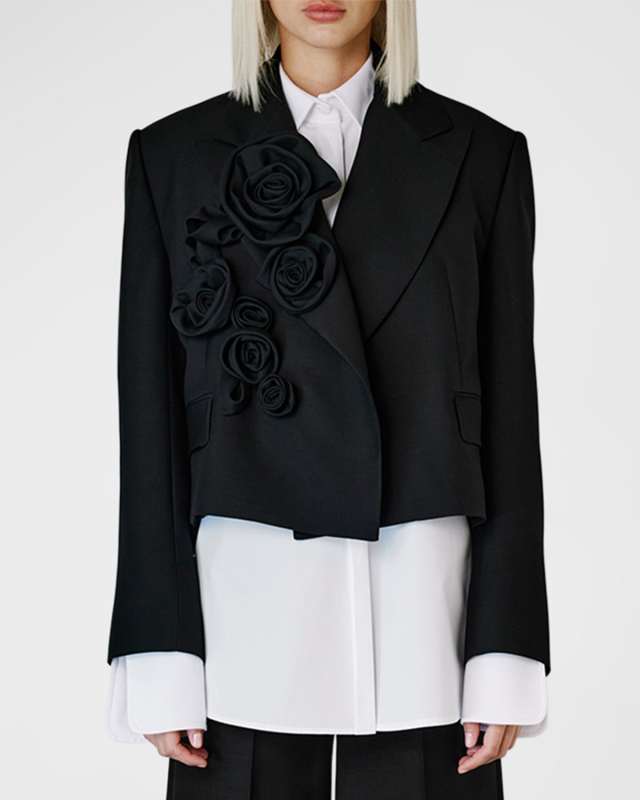 Flower Crop Blazer Jacket