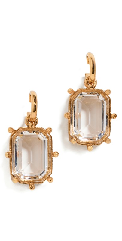 Jennifer Behr Joleen Hoop Earrings Crystal Antique Gold
