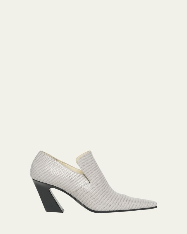 Lewis Lizard-Embossed Loafer Pumps