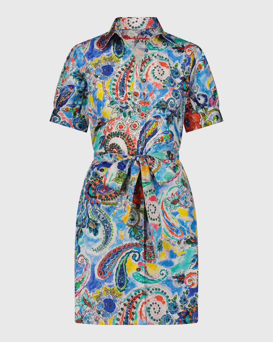 Carolina Floral Paisley-Print Mini Shirtdress