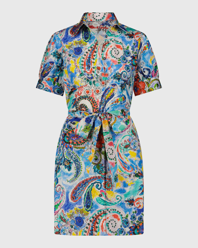 Carolina Floral Paisley-Print Mini Shirtdress