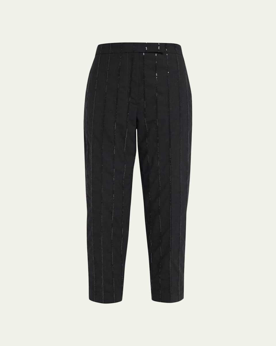 Vertical Beaded Pinstripe Slim Trousers