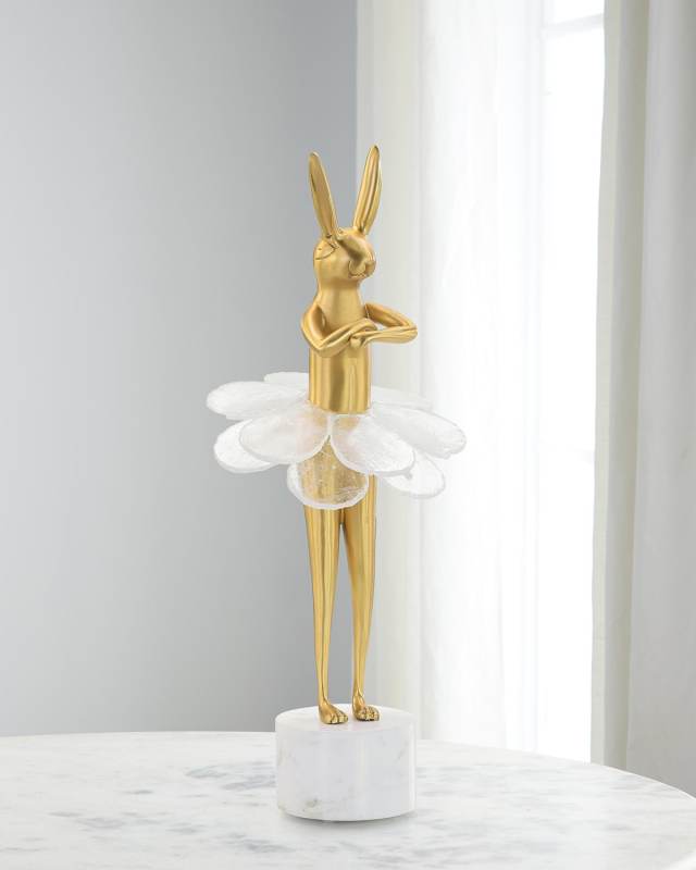 Ballerina Bunny Sculpture on Marble Base I