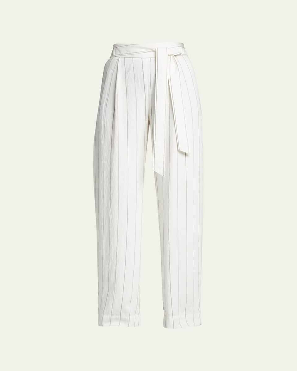 Stripe Belted Pull-On Pants