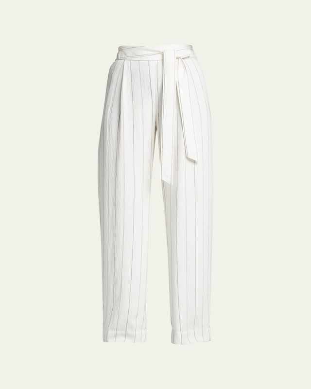 Stripe Belted Pull-On Pants