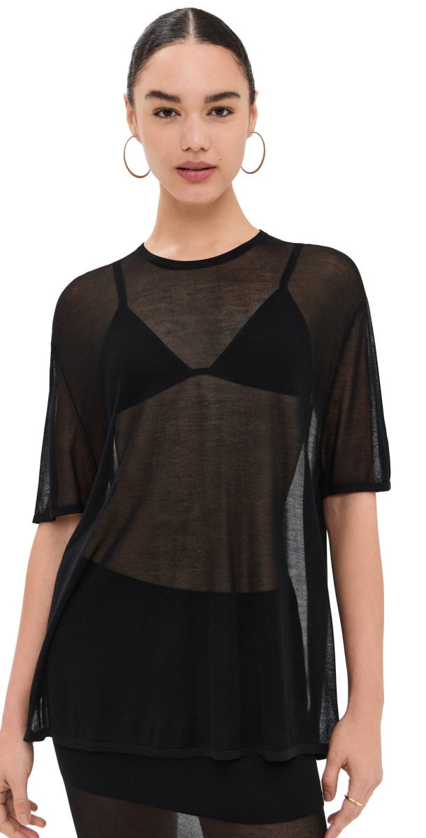 St. Agni Sheer Oversized Tee Black