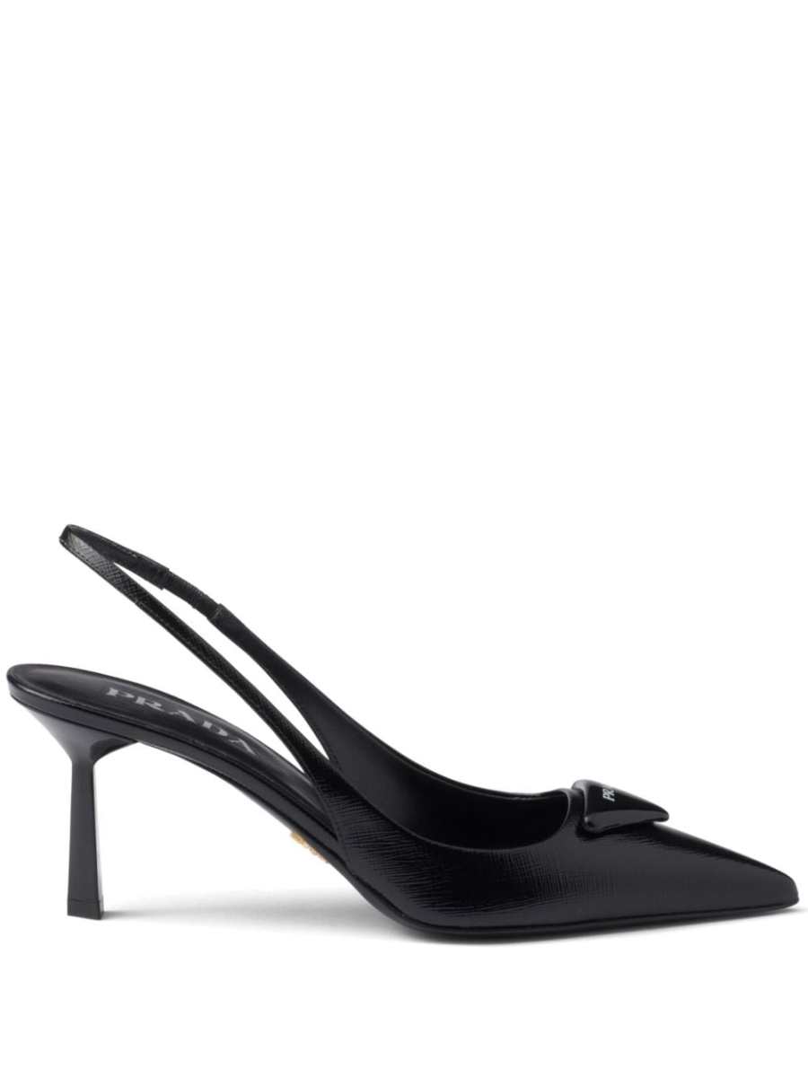75mm triangle-logo leather pumps
