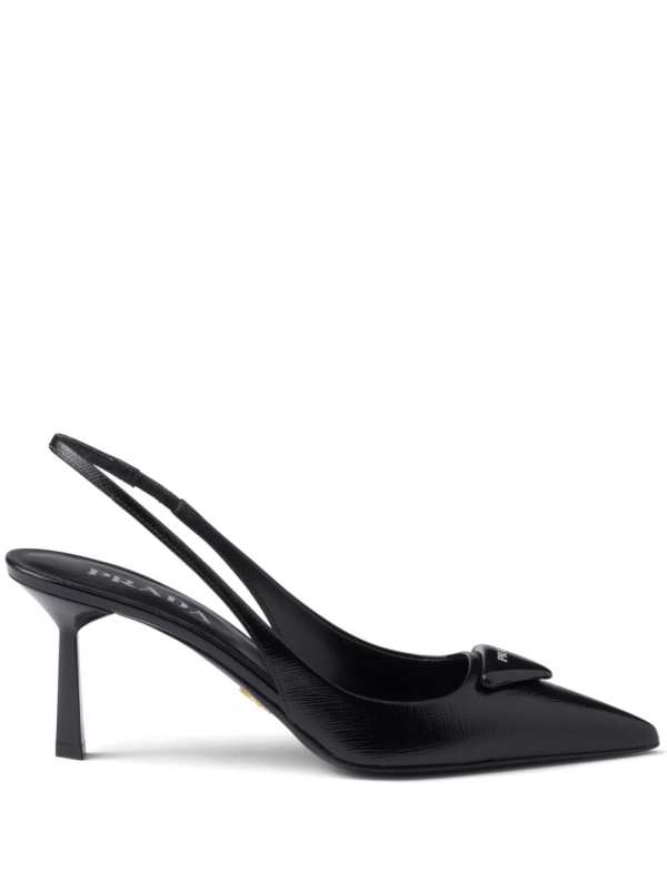 75mm triangle-logo leather pumps