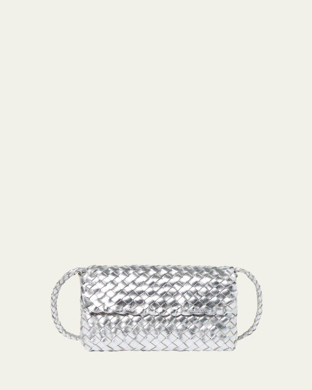 Billie Metallic Woven Leather Shoulder Bag