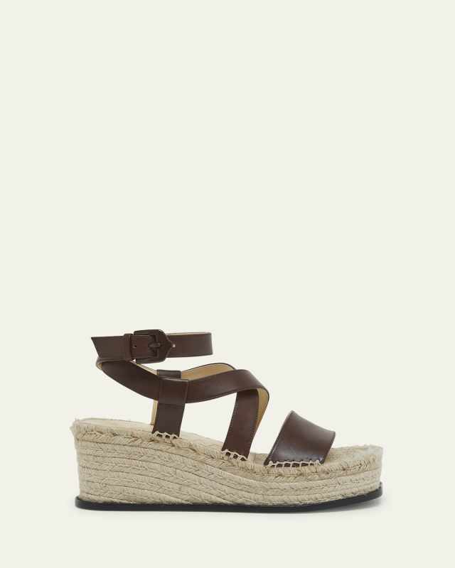 Petal Leather Platform Espadrille Sandals