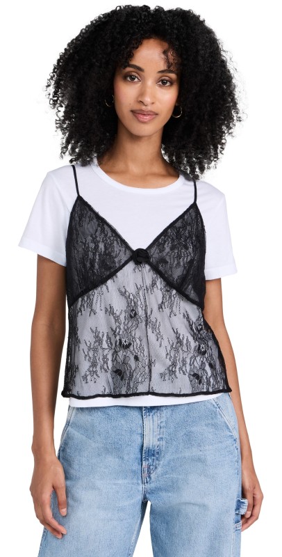WAYF Lace Cami Black