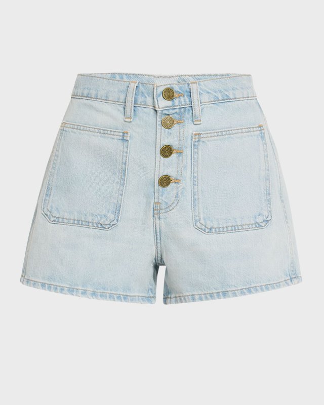 Le Bardot Exposed Button Denim Shorts