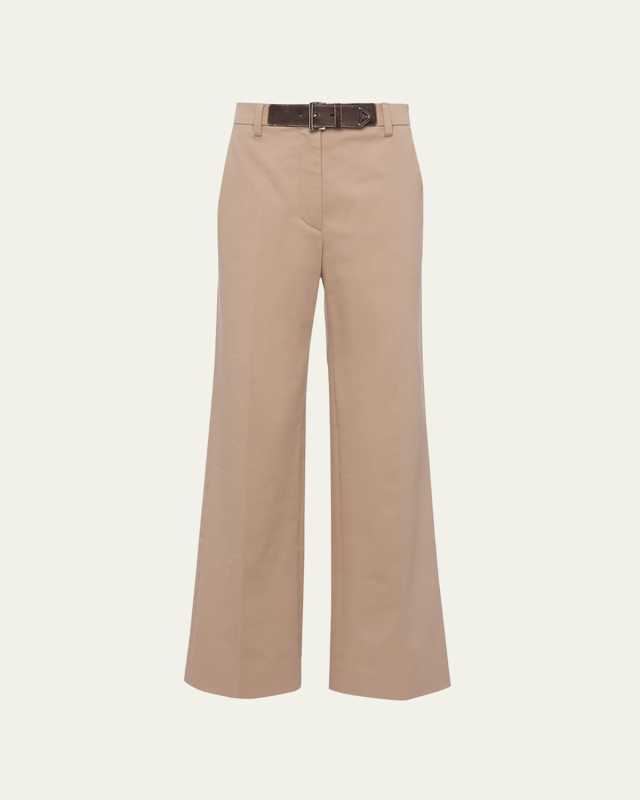 Gabardine WideLeg Belted Pants